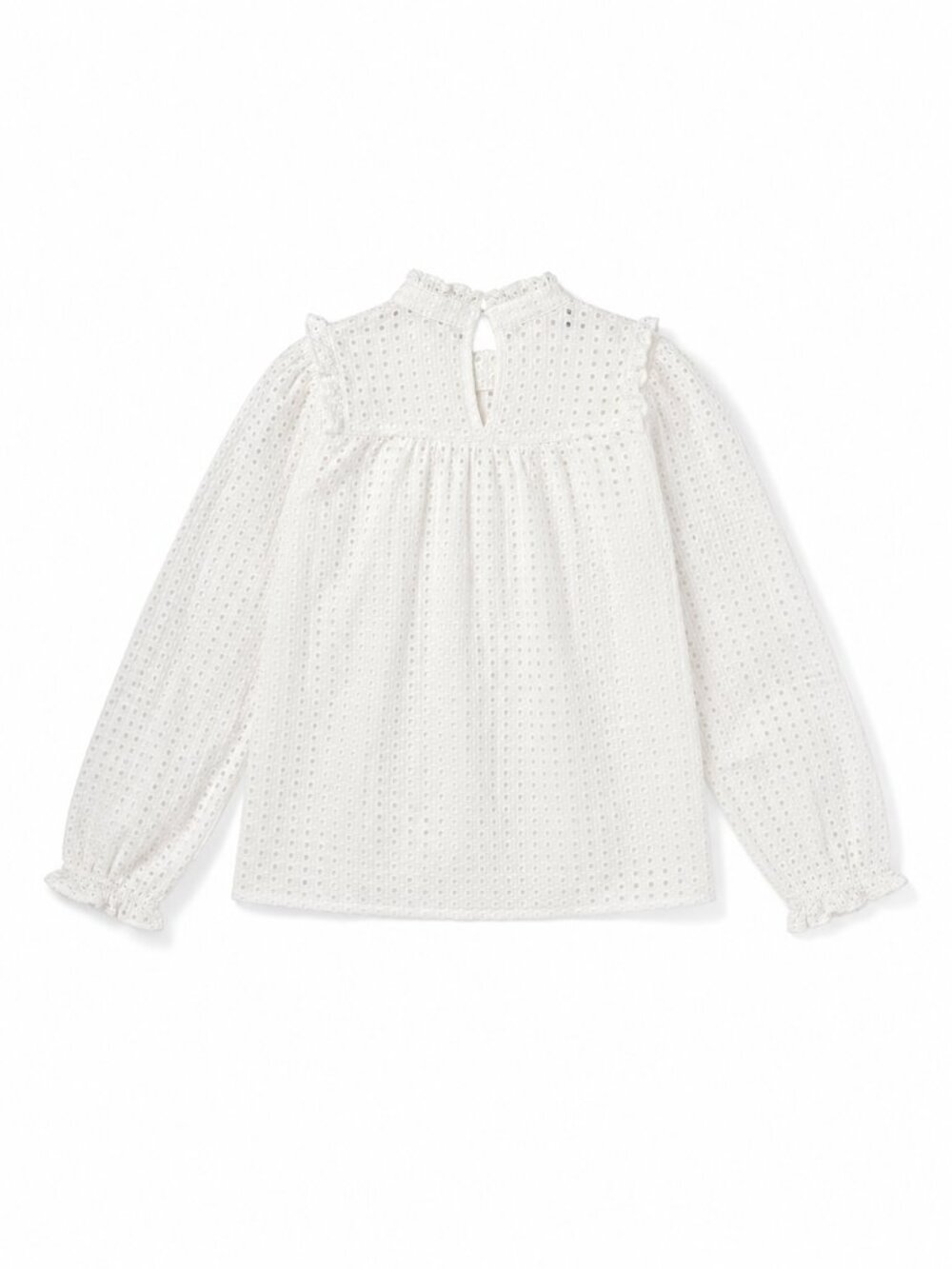 Who What Wear White Eyelet Ruffle Sleeve Cotton Blouse Size L Cottagecore